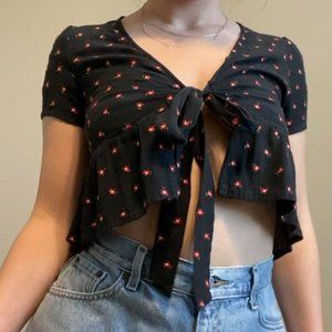 Front Tie Brandy Melville Floral Top